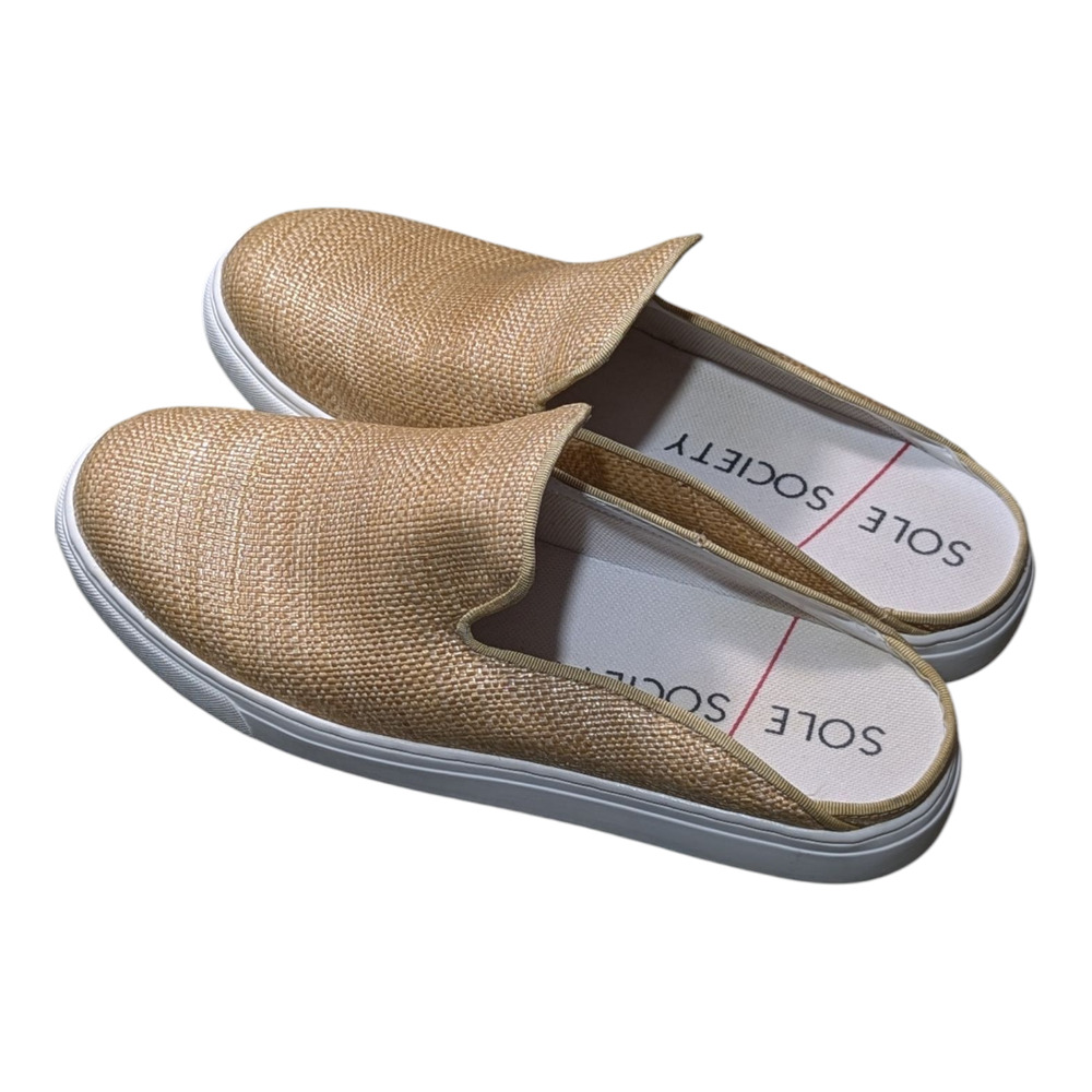 Sole Society Beige Woven Slip-On Sneakers Comfortable Size 10M Mule Design EUC